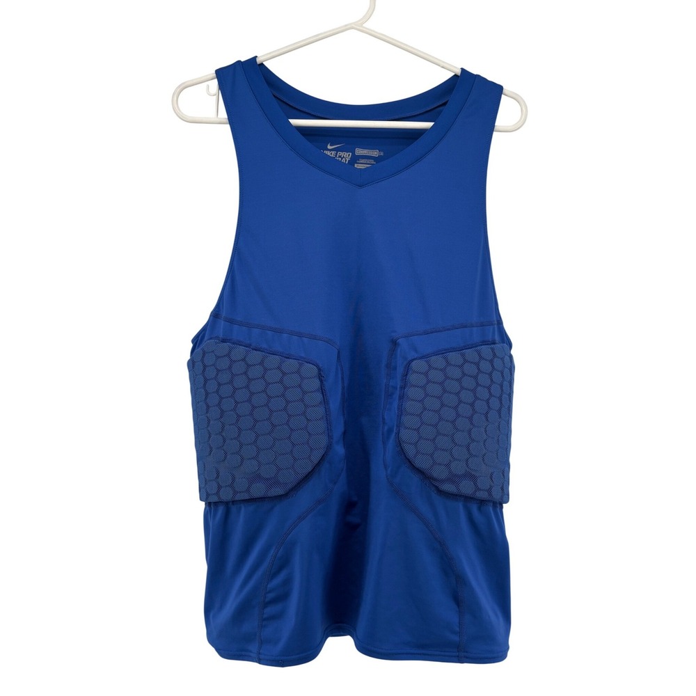 Nike Padded Tank Mens XL Blue Pro Combat Hyperstrong Compression Rib Protection